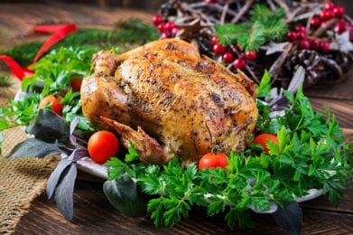 Baked turkey. Christmas dinner.