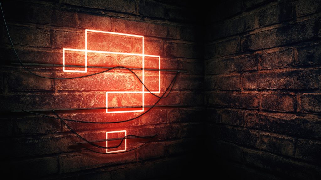 Question mark neon sign