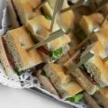Toast and canapes on a caterer buffet
